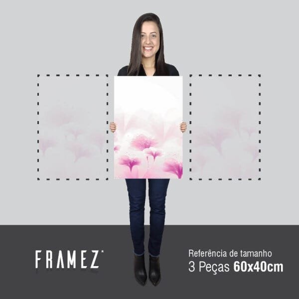 Quadro Flores Artístico Digital Conjunto 3 Peças Tela Canvas - 5