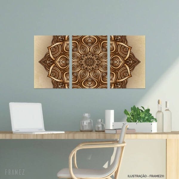 Quadro Arte Mandala decorativo Para Quarto Hall 90x45 - 1
