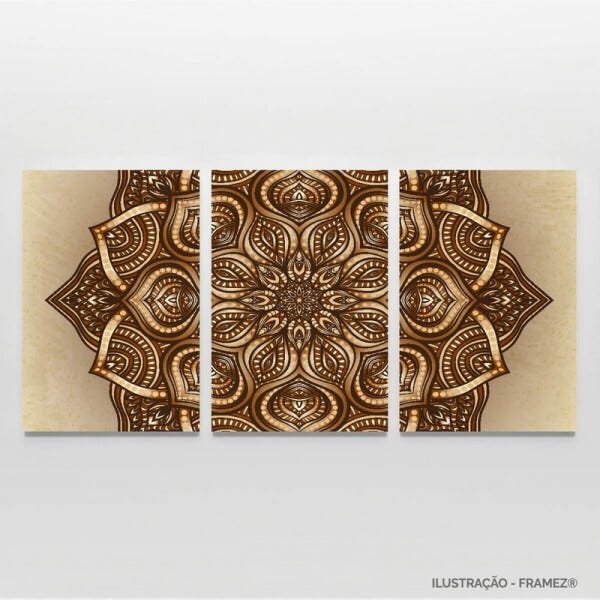 Quadro Arte Mandala decorativo Para Quarto Hall 90x45 - 4