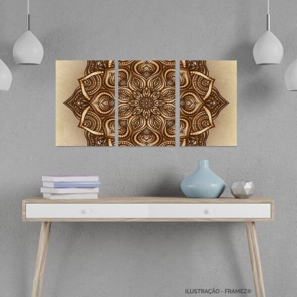 Quadro Arte Mandala decorativo Para Quarto Hall 90x45 - 2