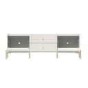 Ver imagem 7 de Rack Jasper 185cm Tv até 75 Polegada Sala Off White Fosco com Dourado