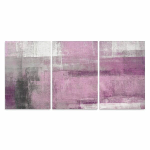 Quadro Abstrato Conjunto em Tecido Rosa Moderno 90x45 Canvas - 3