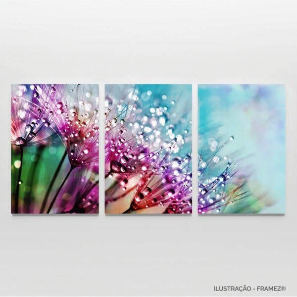Quadro Flores Dente de Leão Colorido decorativo em Tecido - 4