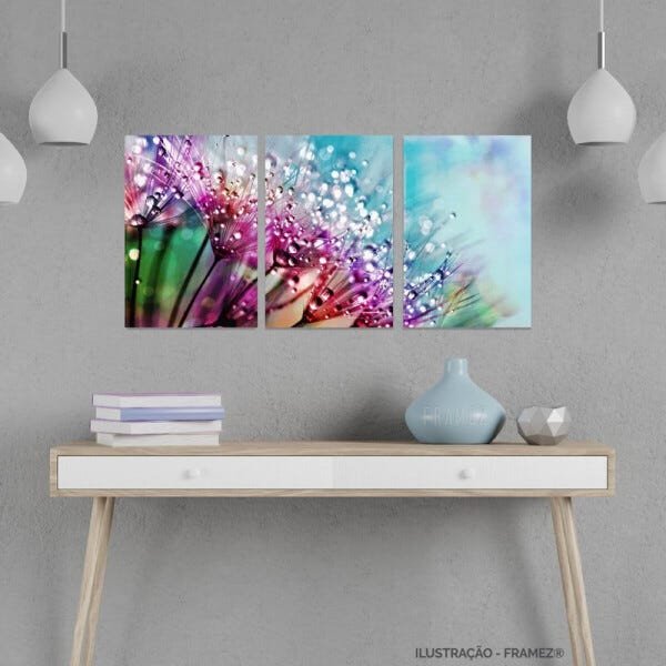 Quadro Flores Dente de Leão Colorido decorativo em Tecido - 2