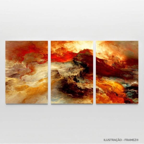 Quadro Nuvens Abstrata Cores Quentes decorativo 90x45 - 4