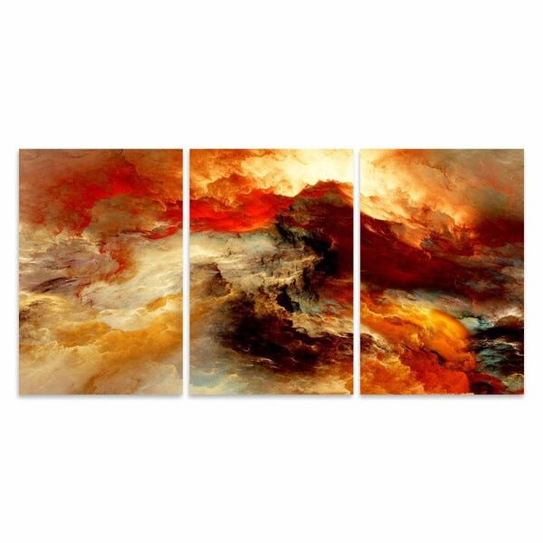 Quadro Nuvens Abstrata Cores Quentes decorativo 90x45 - 3