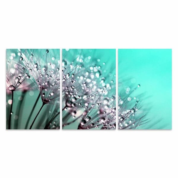 Quadro Flores Dente de Leão Artístico Jogo 3 Peças 90x45 - 3