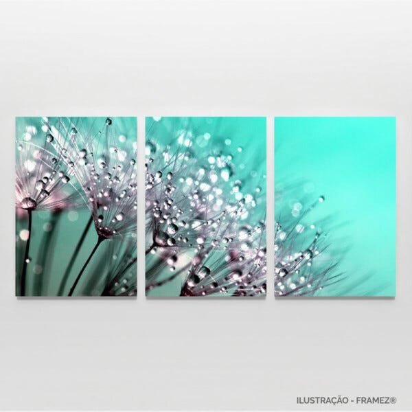 Quadro Flores Dente de Leão Artístico Jogo 3 Peças 90x45 - 4