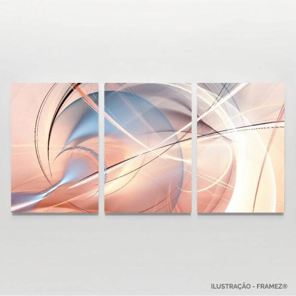 Quadro Abstrato Futurista Moderno Mosaico 3 Peças em Tecido decorativo - 4