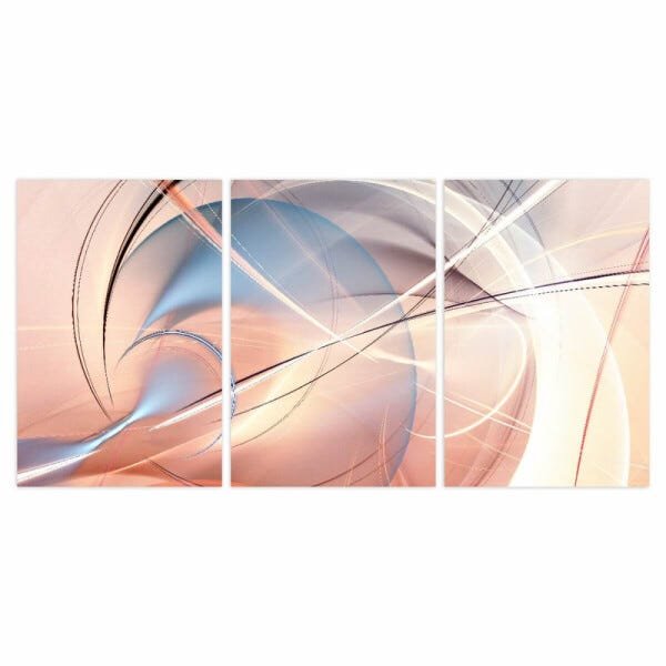 Quadro Abstrato Futurista Moderno Mosaico 3 Peças em Tecido decorativo - 3