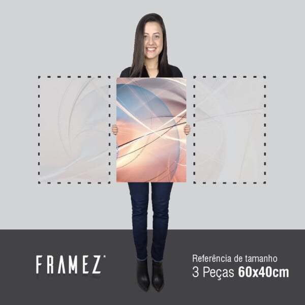 Quadro Abstrato Futurista Moderno Mosaico 3 Peças em Tecido decorativo - 5