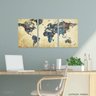 Quadro decorativo Mapa Mundi Vintage em Tecido 3 Peças - 1