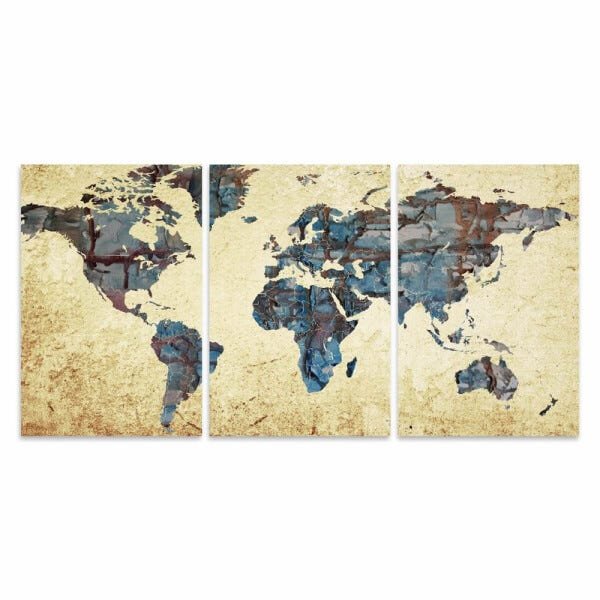 Quadro decorativo Mapa Mundi Vintage em Tecido 3 Peças - 3