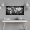 Quadro decorativo Mapa Mundi Vintage em Tecido 3 Peças - 2