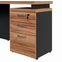 Ver imagem 6 de Mesa em L 1,20m com Gaveteiro 3 Gavetas Pés Painel F5 Office Cor:nogal com Preto