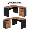 Ver imagem 7 de Mesa em L 1,20m com Gaveteiro 3 Gavetas Pés Painel F5 Office Cor:nogal com Preto