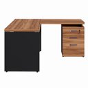 Ver imagem 5 de Mesa em L 1,20m com Gaveteiro 3 Gavetas Pés Painel F5 Office Cor:nogal com Preto
