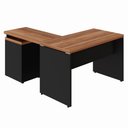 Ver imagem 4 de Mesa em L 1,20m com Gaveteiro 3 Gavetas Pés Painel F5 Office Cor:nogal com Preto