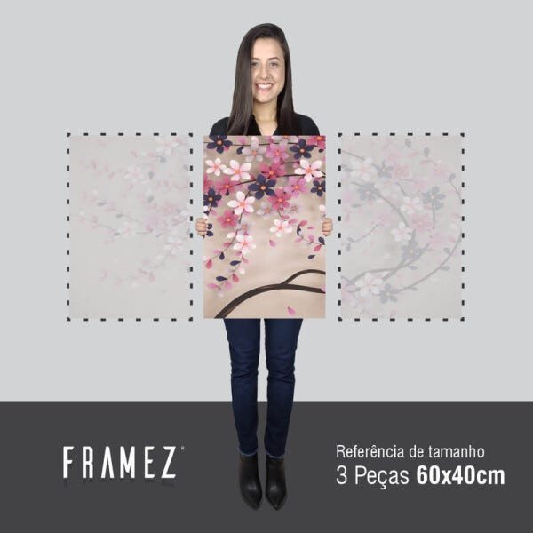 Quadro Decorativo Arte Árvore Cerejeira Para Quarto Sala em Tecido - 4