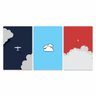 Kit 3 Quadros Infantil Para Quarto Avião Nuvens decorativo - 3