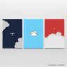 Kit 3 Quadros Infantil Para Quarto Avião Nuvens decorativo - 4