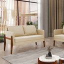 Ver imagem 1 de Namoradeira Sofá 2 Lugares Sala Lana Suede Base de Madeira - D’Rossi