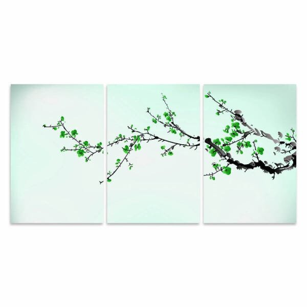 Quadro Ramo de Flores Orquídeas Verde Arte 3 Peças 90x45 - 3