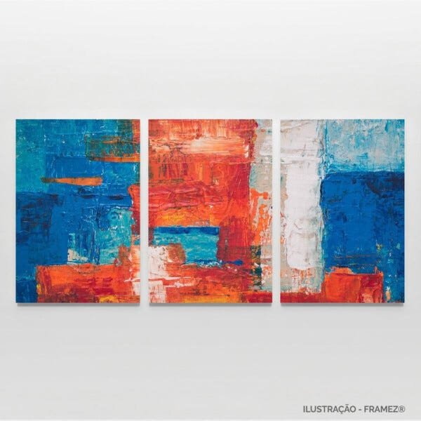 Kit Quadros Abstrato em Tecido decorativo Médio 90x45 Canvas - 4