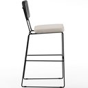 Ver imagem 6 de Kit 03 Banquetas Altas Cozinha Sala Jantar Fixa Allana L02 Couríssimo Preto Linho Cru - Lyam Decor