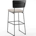 Ver mais imagens de Kit 03 Banquetas Altas Cozinha Sala Jantar Fixa Allana L02 Couríssimo Preto Linho Cru - Lyam Decor