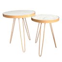 Ver imagem 1 de Conjunto Mesa Lateral Siena Marmorizado BELI HOUSE Dourado