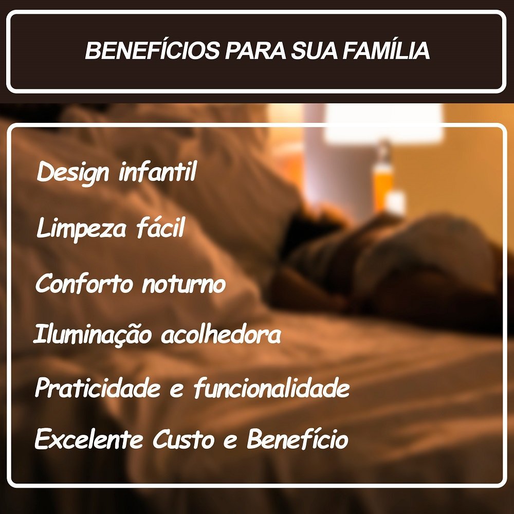 Abajur Infantil Slim Menina ou Menino Luminária para Quarto - Cor Preto - 6