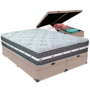 Ver imagem 1 de Cama Box Baú Bege e Colchão Black Graphite Molas Ensacadas Queen 158x198x27 Anjos