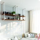 Ver imagem 1 de Nicho Branco Prateleira Suspensa Teto Sala Madeirado 1.20mt