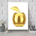 Ver imagem 1 de Quadro para Cozinha Maçã Dourada 45x34cm - com Vidro:moldura Branca