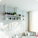 Ver imagem 1 de Nicho Branco Prateleira Suspensa Teto Sala Branca 80cm