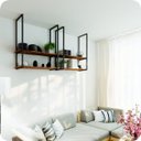 Ver imagem 1 de Nicho Preto Prateleira Suspensa Teto Sala Madeirado 80cm