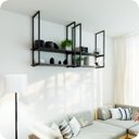 Ver imagem 1 de Nicho Preto Prateleira Suspensa Teto Sala Preta 80cm