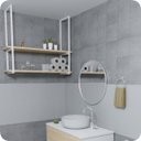 Ver imagem 1 de Nicho Branco Prateleira Suspensa Teto Banheiro Madeira 1.20m