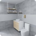 Ver imagem 2 de Nicho Branco Prateleira Suspensa Teto Banheiro Madeira 1.20m