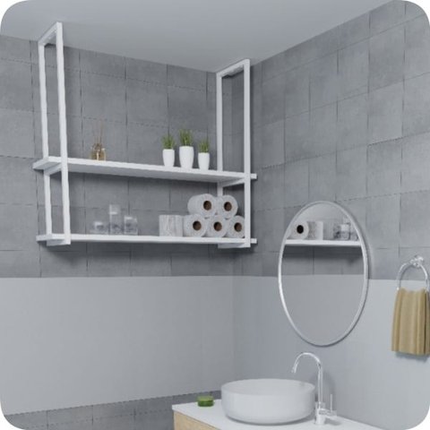 Nicho Branco Prateleira Suspensa Teto Banheiro Branca 100cm