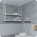 Ver imagem 1 de Nicho Branco Prateleira Suspensa Teto Banheiro Branca 80cm