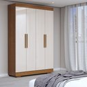 Ver imagem 1 de Guarda-roupa Solteiro Splendore 4 Portas 2 Gavetas 100% Mdf com Pé Cinamomo/off White - Panorama Móv