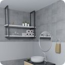 Ver imagem 1 de Nicho Preto Prateleira Suspensa Teto Banheiro Branca 1.20mt