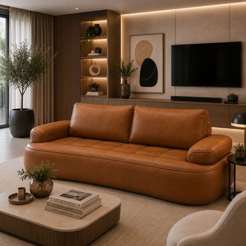 Sofá Yafa 190cm 2 Lugares Moderno Sala Consultório: Marrom / Courino Sintético