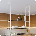 Ver imagem 1 de Nicho Branco Prateleira Suspensa Teto Cozinha Preta 80cm