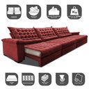 Ver imagem 3 de Sofá Retrátil e Reclinável 3,55m Molas Ensacadas Cama inBox Big Space com Bordado Velusoft