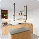 Ver imagem 2 de Nicho Preto Prateleira Suspensa Teto Cozinha Madeirado 100cm