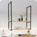 Ver imagem 1 de Nicho Preto Prateleira Suspensa Teto Cozinha Madeirado 100cm