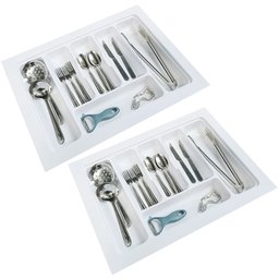 Kit 02 Organizador Divisor de Talheres para Gaveta M04 Bandeja 57,2x44 Cm Separador Branco - Inoviza - 6